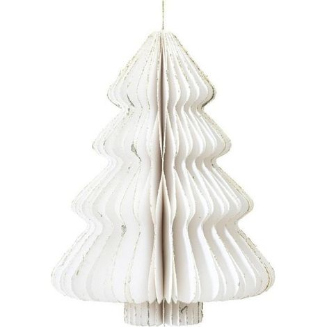 Pendente árbol de Navidad en papel blanco 15 × 20 cm