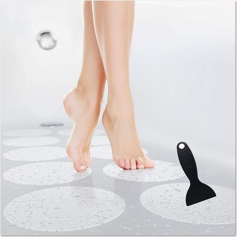 12 stickers ronds XL 10 cm, transparents, antidérapants pour douche/enfants. (1/5)