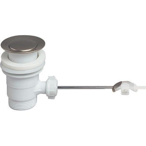 - Scarico per lavabo - Accessorio sanitario - Chiusura estraibile con valvola a clapet in acciaio inox per lavabo con troppopieno, bianco e cromo, 28x45cm (1/3)