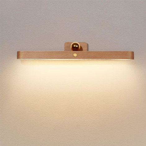 Wandleuchte, LED-Holzlampe, dimmbar, mit Berührungsschalter und Batterie, 360° drehbar, geeignet für Schlafzimmer und Küchen, mit Nachtlichtfunktion. (1/5)