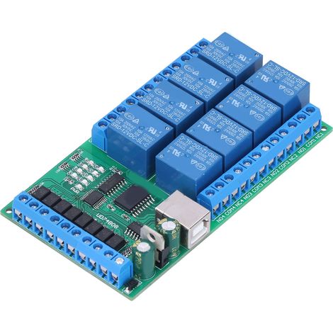 Module Relais USB 8 Canaux avec Commandes AT pour Arduino et Raspberry Pi (1/5)