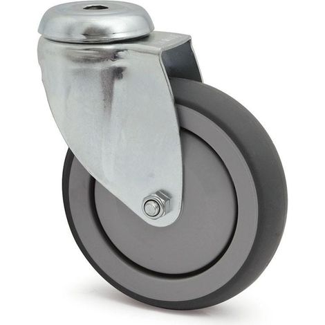 rueda giratoria agila aro de goma d125 tp zincado aro de goma polipropileno, antihuella y antihilo.