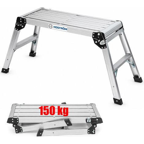 HOSTRÖM Marchepied plateforme de travail pliant en aluminium SKALDOREN, Plateau antidérapant 76x30 cm, Hauteur 50 cm, Norme EN 14183, Garantie 5 ans (1/5)