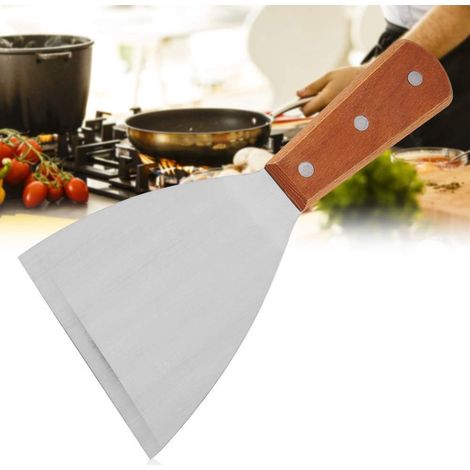 Spatule Barbecue - Spatule Plancha - Lame Métal - Manche Bois - 1 Pièce - Noir (1/5)