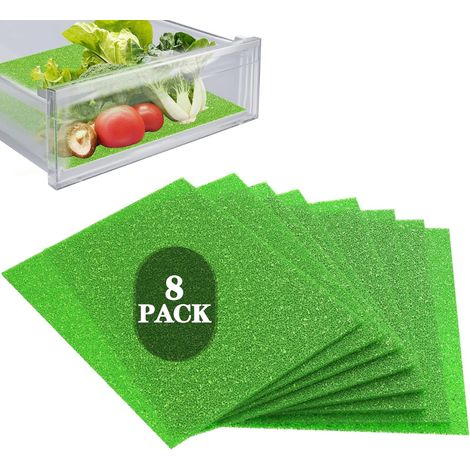 Lot de 8 doublures de tiroir de réfrigérateur pour fruits et légumes, vie plus fraîche, organisateurs et rangement de réfrigérateur, doublures d'étagère de réfrigérateur (20 x 44 cm) (1/5)
