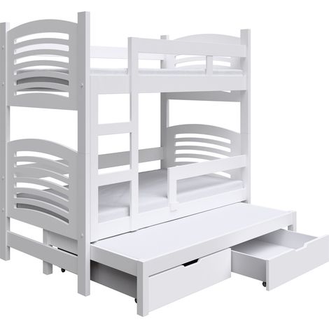 Selsey Cami - Lit superposé 3 couchages avec matelas - 75x180 cm - Blanc (1/5)