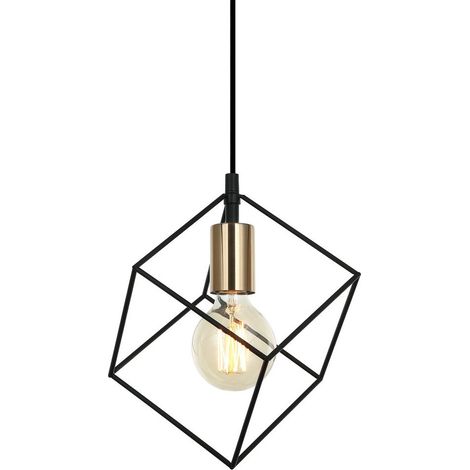 Suspension Italux Morestel acier noire/dorée Ø15 E27 (1/2)