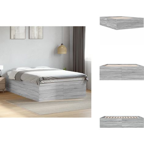 Bettgestell Grau Sonoma 140x200 cm Holzwerkstoff - Bettes Gestell - Holzbettfundament - Doppelbett - Boxspringbett - Grau (1/5)