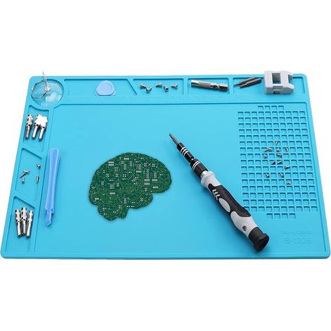 Tapis de Soudure, Tapis de Soudure Magnétique, Tapis en Silicone Résistant à la Chaleur Jusqu'à 500 °C, 34x23cm Tapis de Travail de Soudure, Avec Echelle et Position des vis, pour Pistolets à Souder (1/5)