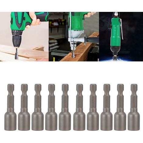 Lot de 10 adaptateurs de filière de taraudage à tête carrée et tige hexagonale M8×48mm 1/4 pouce pour mandrins de taraudage de perceuses électriques (gris) (1/5)