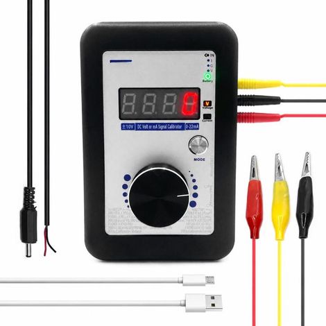 Générateur de signaux portable à source de courant et de tension 0-10 V 0-22 mA avec bouton de réglage continu (1/5)