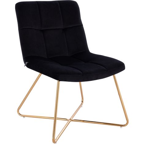 SVITA LYNN Loungesessel Cocktailsessel Clubsessel Polsterstuhl ohne Armlehnen Goldene Beine Samt-Polster Schwarz