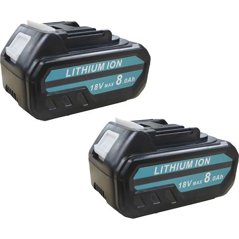 2Pcs 18V 8.0Ah Lithium Ion Battery,Replacement Battery for Makita 18V Battery BL1860 BL1830B BL1840B LXT400 Li-Ion Battery with LED Indicator Compatible with Makita 18V Cordless Power Tool & Charger