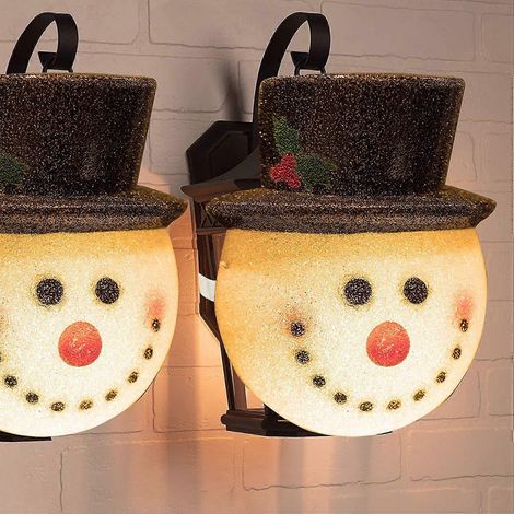 Ensemble de 2 abat-jour bonhomme de neige pour lampe murale de couloir, décoration extérieure de Noël (1/5)