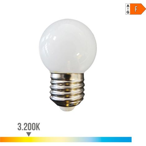 BOMBILLA ESFERICA LED E27 1W 130lm 3200K LUZ CALIDA Ø4,3x7cm EDM (1/3)