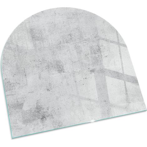 Plaque Carrée en verre Cheminée Protecteur de Sol Sous la Cheminée Verre Trempé Protection Thermique Texture béton brut 100x100 cm (1/5)