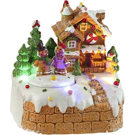 Batteriebetriebene Spieluhr, Schneehaus-Ornament, handgefertigte Weihnachtsdekoration mit batteriebetriebener LED-Beleuchtung (1/5)