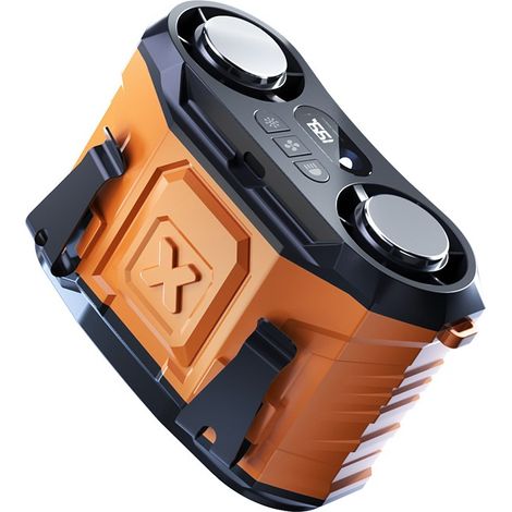 Ventilateur de taille portable orange 6000mAh refroidissement semi-conducteur ventilateur personnel rechargeable mains libres travail extérieur été (1/5)