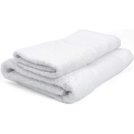 2er-Set Bade- und Gästehandtücher – Weiße Baumwolle – Kreuzstichstickerei – Integriertes Aida-Gewebe – Badezimmer (1/4)
