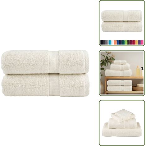 The Living Store Premium-Gästetücher SOLUND 2 Stk. Cremeweiß 30x50 cm 600 g/m² - Baumwolltuch (1/5)