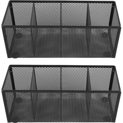 Porte-crayons métallique 4 compartiments, rangement bureau multifonction pour école ou bureau (1/5)
