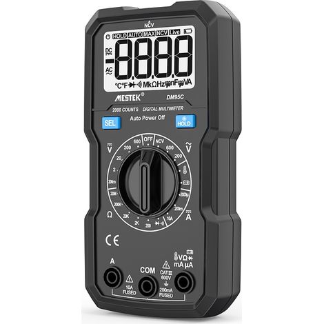 Multimètre numérique NCV Mestek DM95C, nouveau multimètre grand écran 9 999 points, mesure de la continuité, du courant continu, de la tension alternative (1/5)