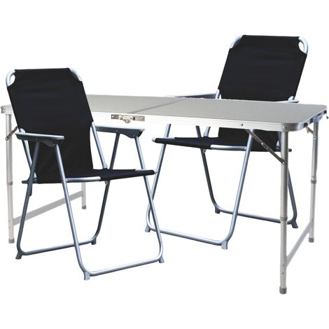 3-teiliges Campingmöbel Set 120x60x58/70cm schwarz-DMC330872+2xDPO2600S (1/3)