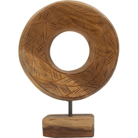 Scultura Dorat disco in teak riciclato pezzo unico misura piccola (1/5)