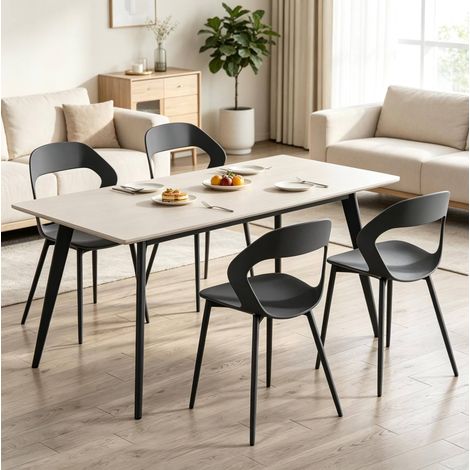 Lot de 4 chaises de salle à manger modernes avec assise en PP gris et structure métallique robuste (1/5)
