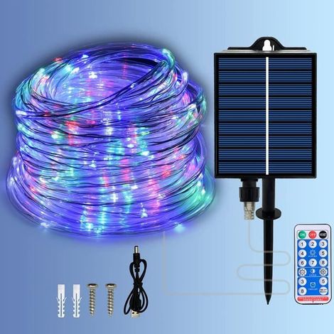 20 mètres Lampe LED solaire, tube flexible avec télécommande, éclairage extérieur décoratif pour jardin et fêtes