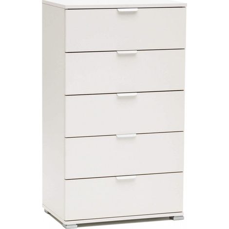 Cassettiera 5 Cassetti Bianca 60x38x103 h cm in Truciolare bilaminato Bianco (1/2)