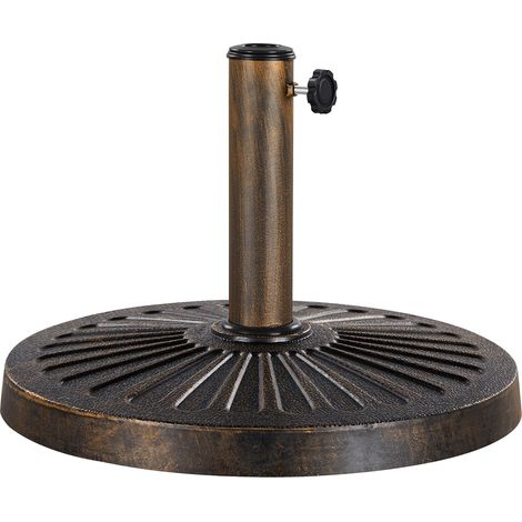Yaheetech Base per Ombrellone da Giardino in Resina e Metallo Supporto 12 kg per Pali da Ø38mm o Ø48mm con Manopola per Esterno Veranda Terrazza Piscina Spiaggia Patio, Bronzo