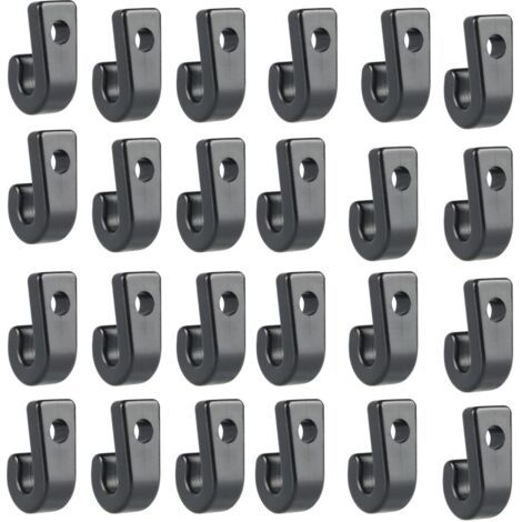 50Pcs Kayak J Crochets en Nylon Noir, Crochets d'Arrimage Kayaks en Plastique Durable, Crochets en Forme De J Pour Kayak Bungee Cordon Canoës Bateaux Paddle Board Yacht Canots Barque (1/5)