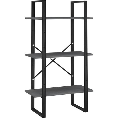 Scaffale portaoggetti 60 x 30 x 105 cm in legno massello di pino grigio 020000630