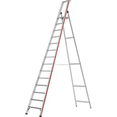 Matisère – Escabeau 14 marches – Hauteur max. de travail 5.25 m – Résistance antidérapante R13 – Tablette porte-outils – 862614