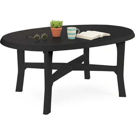 Mesa de Exterior Simmsville, 6 Asientos, Longitud Máxima 165 cm Made in Italy, Acabado Liso, 165x110x72h cm Negro Antracita (1/3)