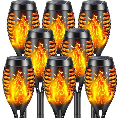 Lumières Flamme Solaire Exterieure, Lampe Solaire Flammes Torche Exterieur,Lampe Solaire Exterieur Jardin IP65 Imperméable,Lumiere Torche Solaire pour Décor,Jardin,Patio,Chemins (8 Pièces) [Classe éne (1/5)
