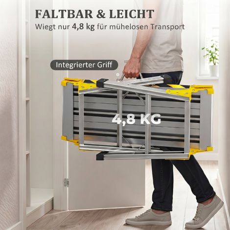 Banc de travail pliable en aluminium avec poignée, antidérapant, capacité 150 kg, dimensions 110 x 32 x 50 cm, établi portable robuste (1/5)