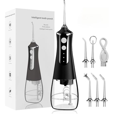 Irrigateur buccal électrique - Modèle portable pour nettoyage buccal, L10 noir (1/5)