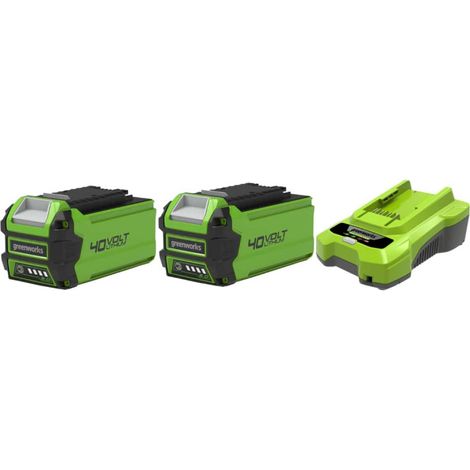 Pack GREENWORKS 40V - 2 Akkus 2,0Ah Lithium-Ion - 1 Ladegerät