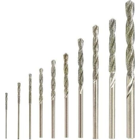 10pcs Diamant Foret Hélicodal 0.8/1.0/1.2/1.5/1.8/2.0/2.5/3.0/3.5/4.0mm pour Jade Verre Perle Coquillages Adaptés pour Banc Perceuse Moulin Suspendu (1/5)