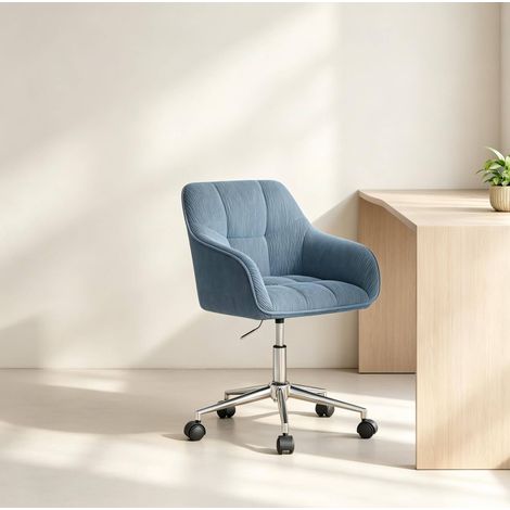 Sedia da ufficio girevole in corduroy blu, altezza regolabile, 150 kg HAVRYA (1/5)