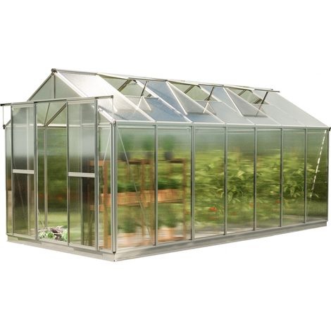 GFP Serra Saphir 7 telaio in alluminio 259 x 449 cm, lastre a doppia parete di 6 mm, con apri-finestra automatico e telaio di fondazione