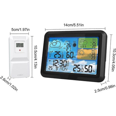 WLAN-Wetterstation, Innen-/Außenthermometer, Heimthermometer mit App-Steuerung und Farbanzeige