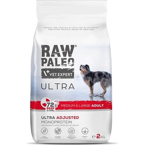 VetExpert Carne de res paleo cruda para adultos medianos y grandes, 10 kg