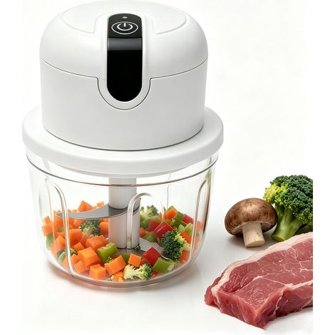 Hachoir électrique de Cuisine, Hachoir électrique à oignons 350 ML,Hachoir à oignons sans Fil, adapté aux oignons, Fruits, Noix, Viande, ail (1/5)