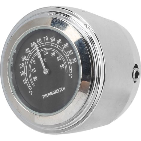 Thermomètre Horloge Guidon Moto 22-25mm Indicateur Température Motorbike Accessoire Noir (1/5)