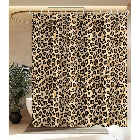 Rideau De Douche - Polyester Impermeable 180 X 180 Cm - Pour Salle De Bain Et Baignoire - Motif Leopard (1/5)