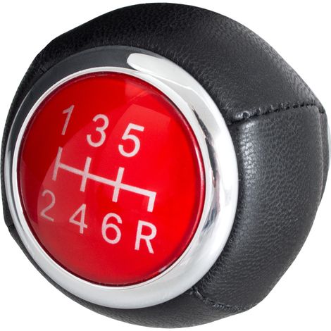 Perilla de cambio de marchas Subaru Legacy de 6 velocidades CUERO NEGRO + CUBIERTA ROJA (1/5)