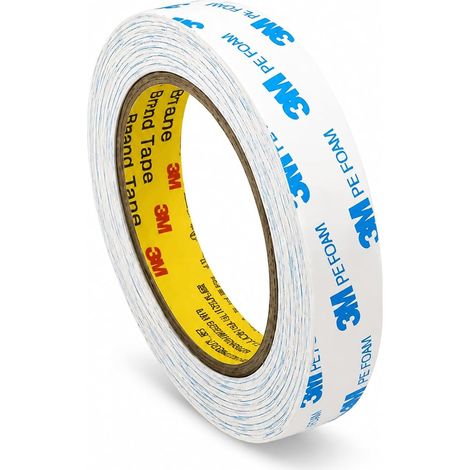 Nastro biadesivo in schiuma PE 3M Extra Forte 1600T 19 mm x 5 m  1 rotolo  Nastro di montaggio impermeabile per uso interno ed esterno  Per fissare oggetti e immagini (1,19 mm x 5 m) (1/5)